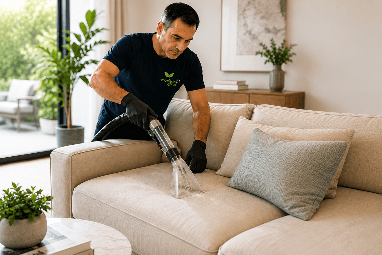 Professional deep extraction cleaning to remove embedded dirt, body oils, dust and allergens from fabric sofas and large corner units. Restoring freshness and comfort to the heart of your living space. Drying time typically 2–3 hours.