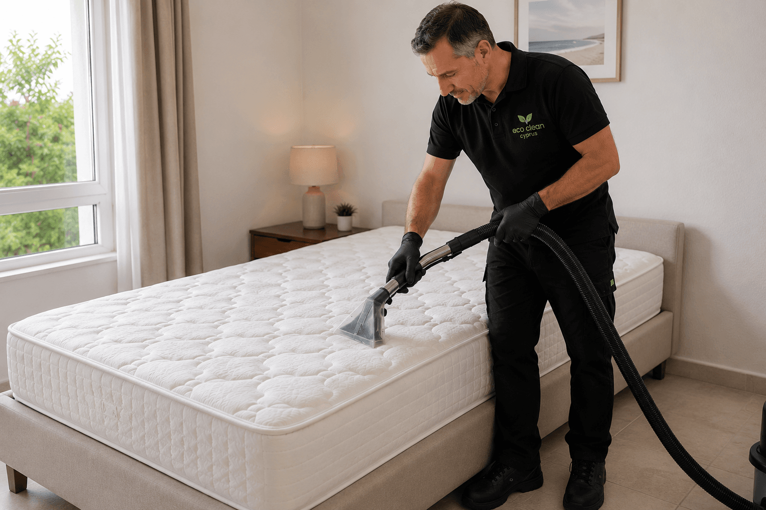 Professional mattress cleaning service removing dust mites and allergens for a healthier sleep environment in Cyprus